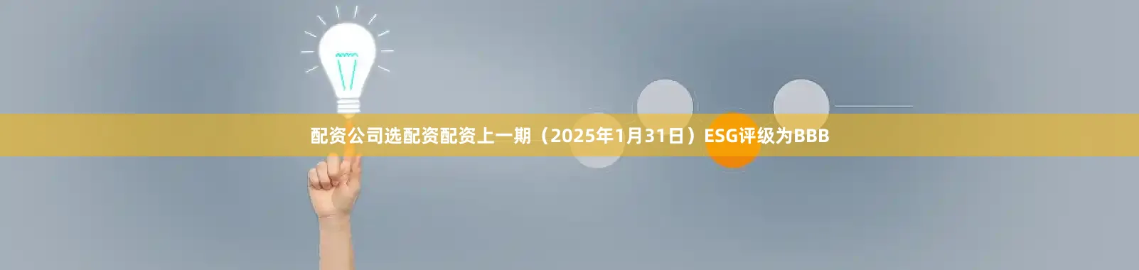 配资公司选配资配资上一期（2025年1月31日）ESG评级为BBB