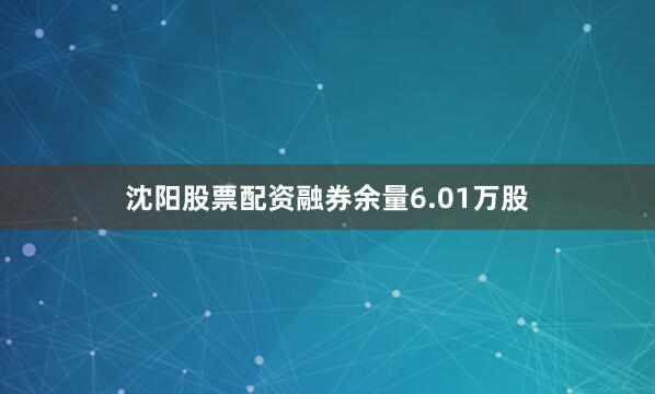 沈阳股票配资融券余量6.01万股